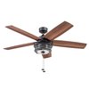 Honeywell Ceiling Fans Foxhaven, 52 in. Indoor/Outdoor Ceiling Fan with Light, Matte Black 51631-40